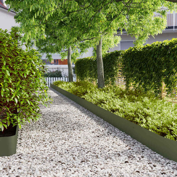 vidaXL Nurmikon reunalistat 10 kpl Oliivinvihre&auml; Kylm&auml;valssattu ter&auml;s