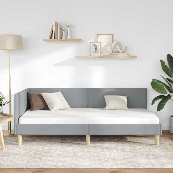 vidaXL Kulmavuoteen runko Vaaleanharmaa 100 cm x 200 cm Sametti