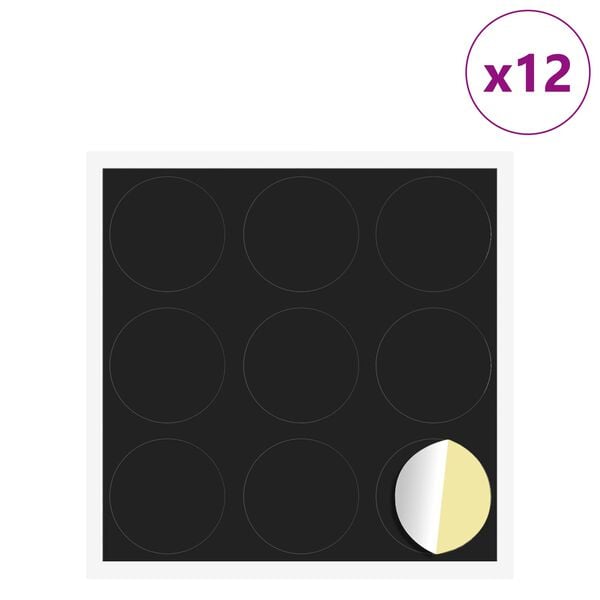 vidaXL Itsekiinnittyv&auml; ruuvikansi 12 pcs Musta &Oslash; 20 x 0,5 mm