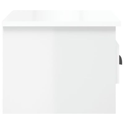 vidaXL Seinäkiinnitettävä yöpöytä korkeakiilto valkoinen 41,5x36x28cm