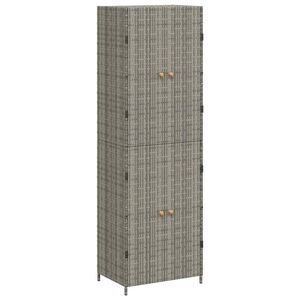 vidaXL Puutarhan s&auml;ilytyskaappi harmaa 59x40x180 cm polyrottinki