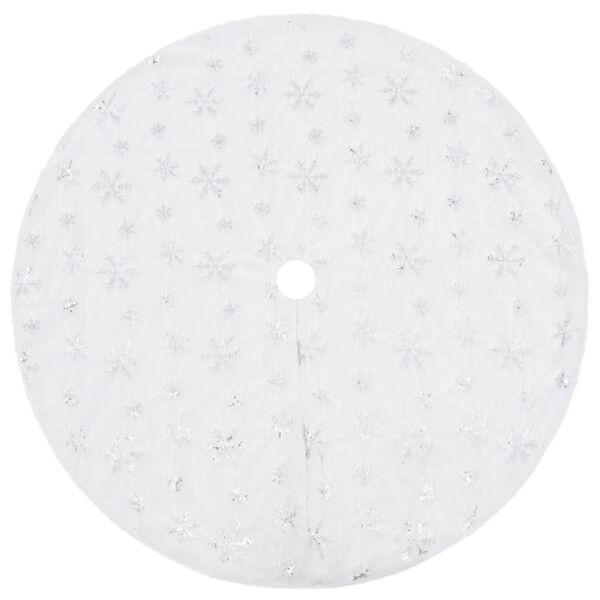 vidaXL Ylellinen joulukuusen hame valkoinen 150 cm tekoturkis