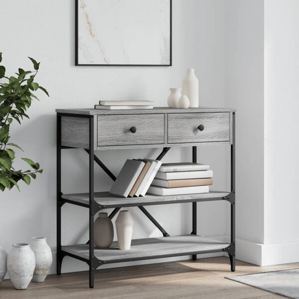 vidaXL Konsolipöytä harmaa Sonoma 75x34,5x75 cm tekninen puu