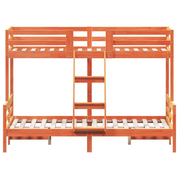 vidaXL Kerrossänky 90x200/120x200 cm vahanruskea täysi mänty