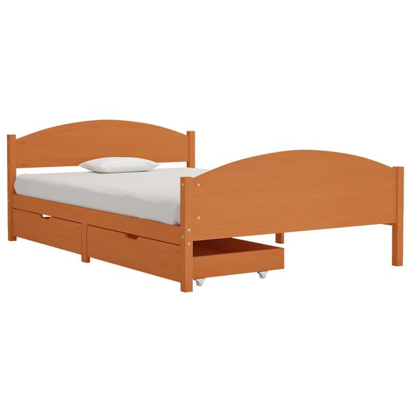 vidaXL S&auml;ngynrunko 2 vetolaatikolla hunajanrusk t&auml;ysi m&auml;nty 140x200 cm