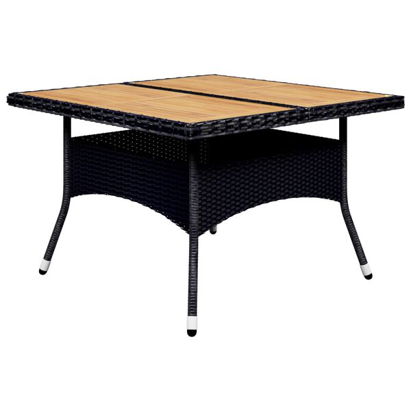 vidaXL 9-osainen Ulkoruokailuryhm&auml; polyrottinki ja akasiapuu musta