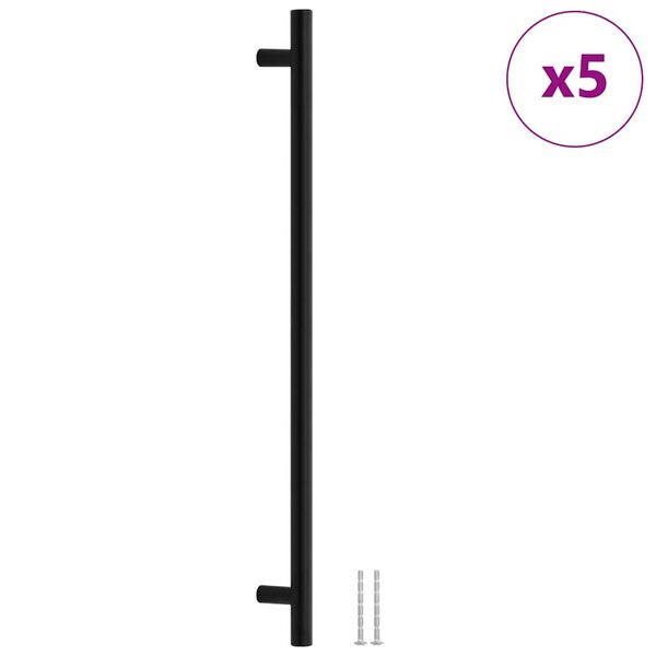 vidaXL Kaapin kahvat 5 kpl musta 480 mm ruostumaton ter&auml;s