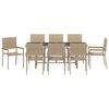 vidaXL Piharuokailu setti 9 pcs Beige polyrottinki