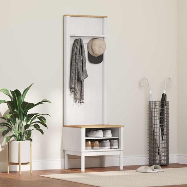 vidaXL Eteiskaappi FLORO Valkoinen 50 x 40 x 158 cm Massiivinen m&auml;nty