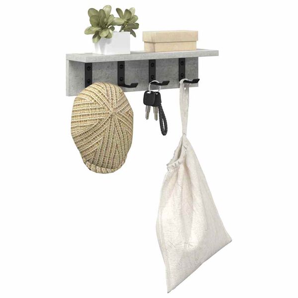 vidaXL Sein&auml;lle asennettava takkihylly s&auml;ilytystilassa Betoni Harmaa