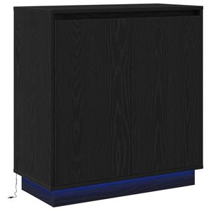 vidaXL LED-p&ouml;yt&auml;taso Musta tammi 71 x 34,5 x 75 cm Tekninen puu