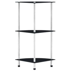 vidaXL 3-kerroksinen hylly musta 30x30x67 cm karkaistu lasi