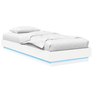 vidaXL S&auml;ngyn runko LED-valolla valkoinen 80 x 200 cm Tekninen puu