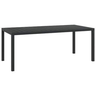 vidaXL Puutarhapöytä musta 185x90x74 cm alumiini ja WPC