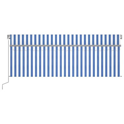vidaXL Manuaalisesti kelattava markiisi verhoilla 4x3 m sinivalkoinen