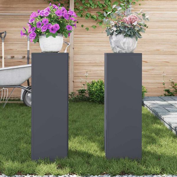 vidaXL Kasviteline 2 pcs Antrasiitti 24 x 24 x 75 cm Ter&auml;s
