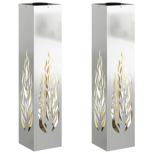 vidaXL Aurinko LED-polkuvalo 2 pcs Hopea Galvanoitu ter&auml;s