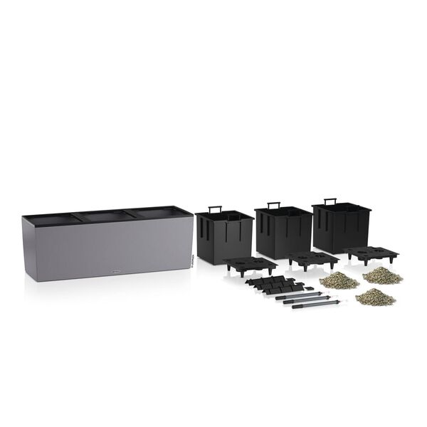 LECHUZA Kukkalaatikko TRIO Stone 30 ALL-IN-ONE kivenharmaa