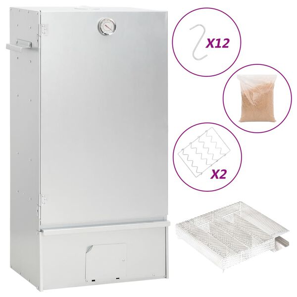 vidaXL BBQ Savustinuuni kylmäsavustingeneraattorilla galvanoitu teräs