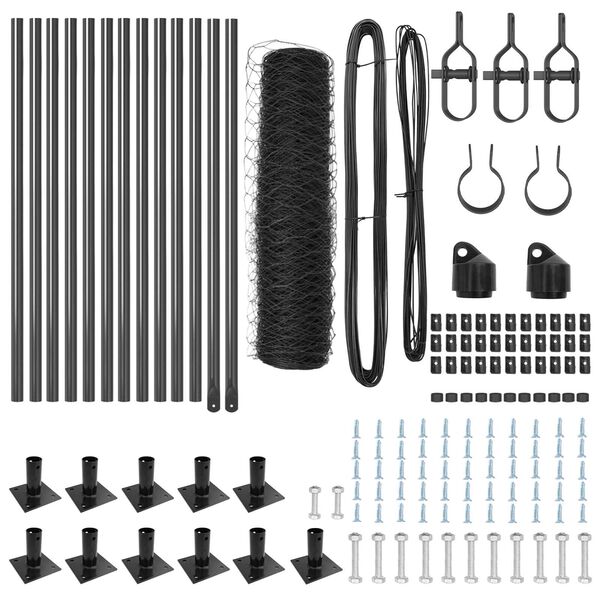 vidaXL Aitalatu Harmaa 25 x 0,4 m (36 mm verkko) Ter&auml;st&auml; ja PVC:t&auml;