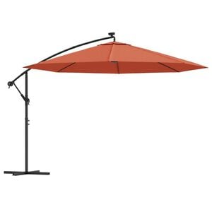 vidaXL Aurinkovarjo cantilever LED-valoilla 350 cm terrakotta