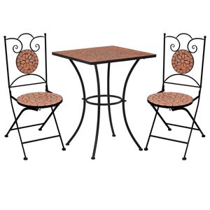 vidaXL 3-osainen mosaiikkibistrosarja keraamiset laatat terrakotta
