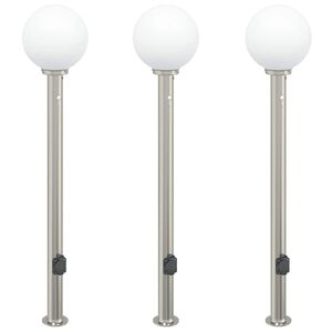 vidaXL Pollarivalaisimet anturilla ja pistorasialla 3 kpl 120 cm ruostumaton ter&auml;s IP44