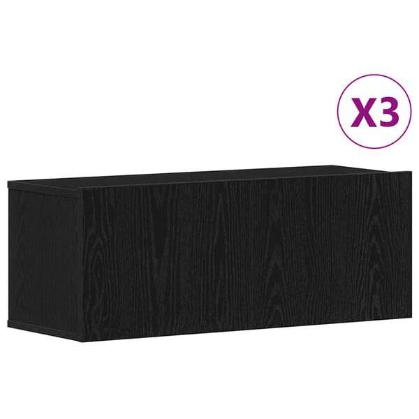 vidaXL TV-tasosetti 3 pcs Musta tammi. 80 x 30 x 30 cm Tekninen puu
