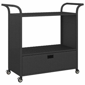 vidaXL Baarivaunu laatikolla musta 100x45x97 cm polyrottinki