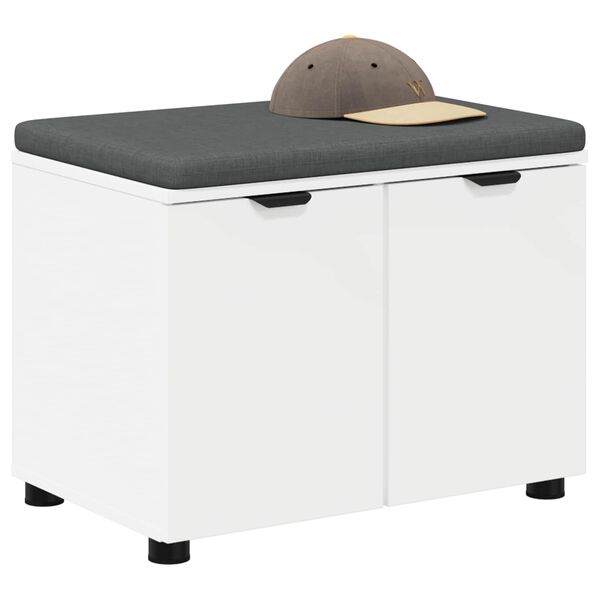 vidaXL Halli penkki tyynyll&auml; s&auml;ilytystilassa Valkoinen 60 x 38 x 46 cm
