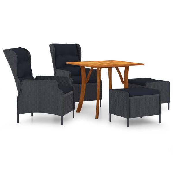 vidaXL 5-osainen Ulkoruokailuryhm&auml; tummanharmaa