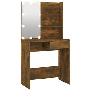 vidaXL Peilip&ouml;yt&auml; LED-valoilla ruskea tammi 74,5x40x141 cm