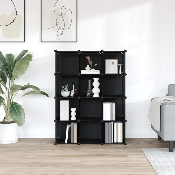 vidaXL S&auml;ilytyslokero 12 kuutiolla musta PP