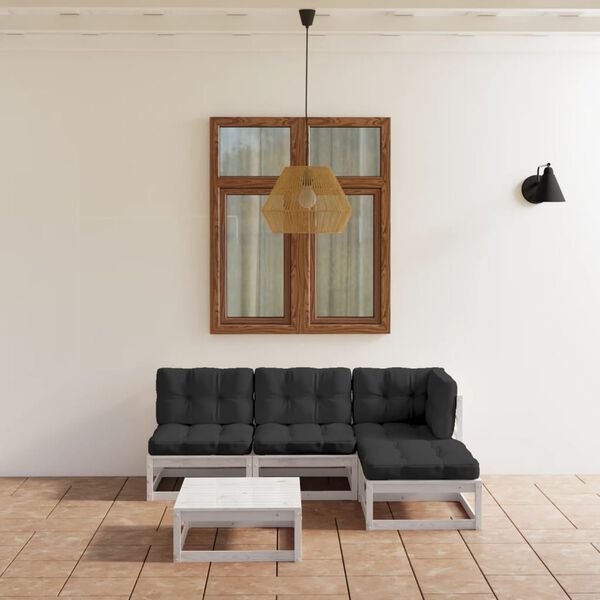 vidaXL 5-osainen Puutarhasohvasarja tyynyillä täysi mänty