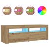 vidaXL Y&ouml;p&ouml;yd&auml;t 2 kpl LED-valoilla k&auml;sity&ouml;l&auml;inen tammi 60x35x40 cm