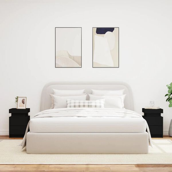 vidaXL Y&ouml;p&ouml;yd&auml;t LED-valoilla 2 kpl musta 35x39x55 cm