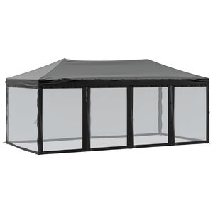 vidaXL Kokoontaittuva juhlateltta sivuseinill&auml; musta 3x6 m