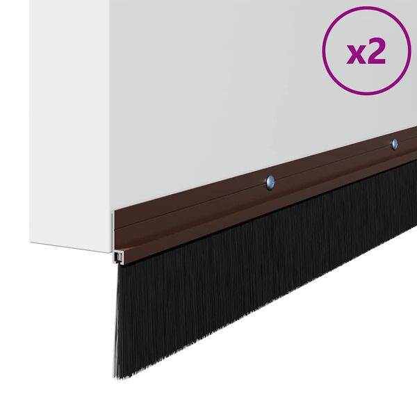 vidaXL Kierteellinen oven harjasulku 2 pcs Ruskea 100 cm Alumiiniseos