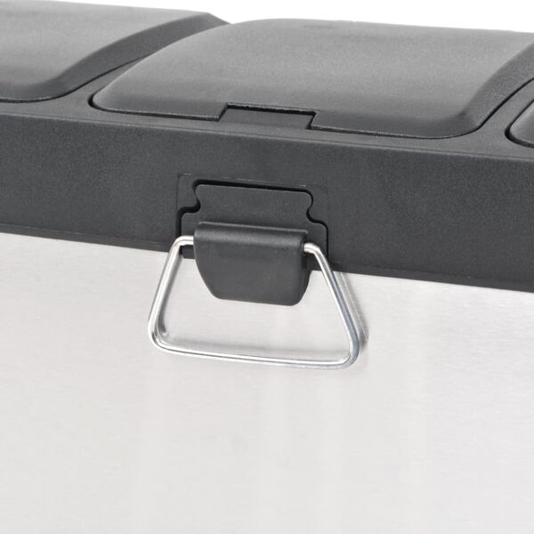 vidaXL Kierrätysroskakori polkimella ruostumaton teräs 24 l