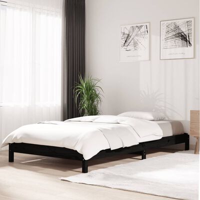 vidaXL Pinottava sänky musta 90x190 cm täysi mänty