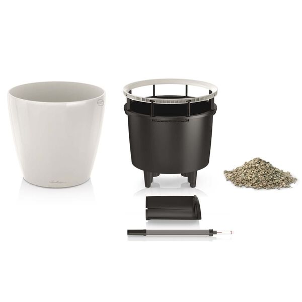 LECHUZA Kukkalaatikko CLASSICO LS 28 ALL-IN-ONE korkeakiilto valk.