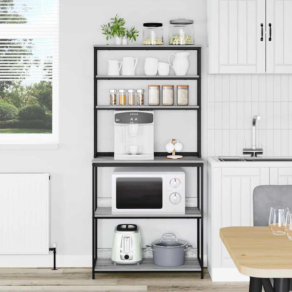 vidaXL Keitti&ouml;hylly Harmaa Sonoma 80 x 40 x 168 cm Tekninen puu