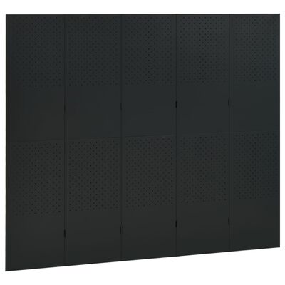 vidaXL 5-paneeliset tilanjakajat 2 kpl 200x180 cm musta teräs