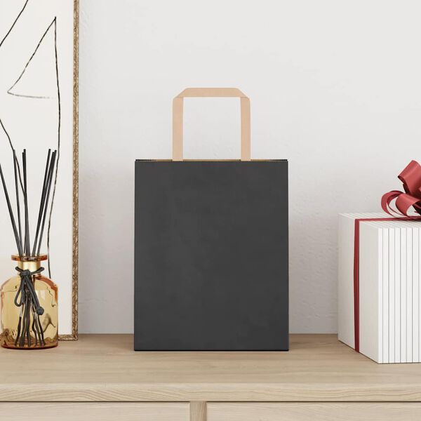 vidaXL Paperikassit 250 kpl kahvoilla musta 18x8x22 cm