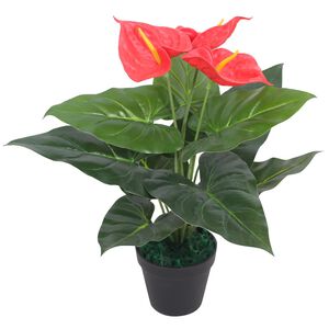 vidaXL Tekokukka ruukulla flamingokukka 45 cm punainen ja keltainen