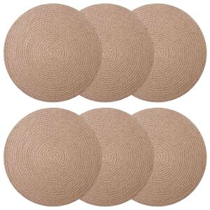 vidaXL Juutti Lautaset 6 kpl Luonnollinen 100% Tossa Juutti