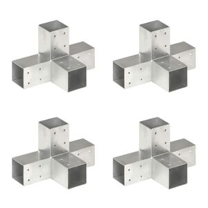 vidaXL Tolppaliittimet 4 kpl X-muoto galvanoitu metalli 71x71 mm
