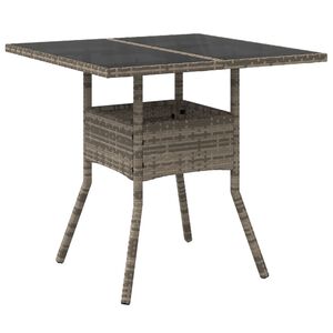 vidaXL Puutarhap&ouml;yt&auml; lasilevyll&auml; harmaa 80x80x75 cm polyrottinki