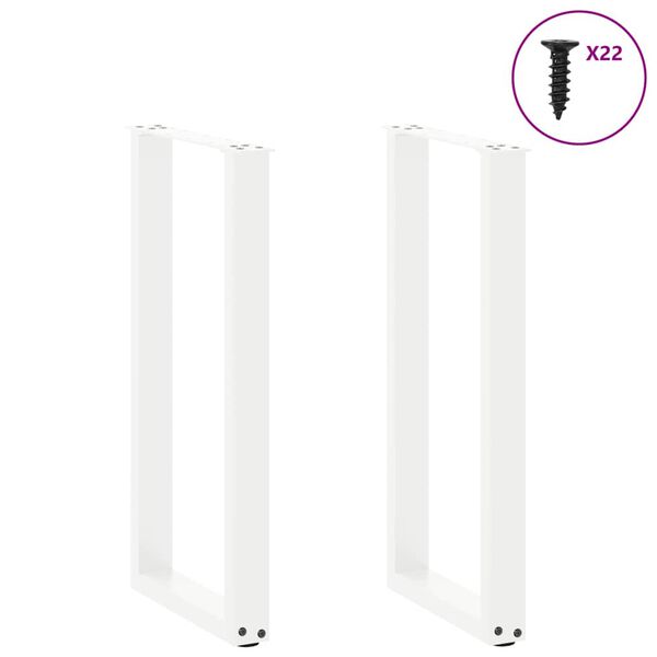 vidaXL Konsolip&ouml;yd&auml;n jalat U-muotoiset 2 kpl valkoinen 38x(72-73) cm ter&auml;s