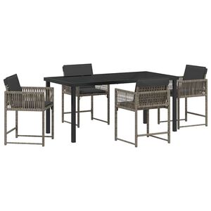 vidaXL Piharuokailu setti 5 pcs Harmaa polyrottinki